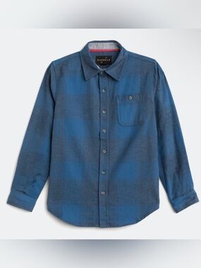 CAPSULE Long Sleeve Flannel Blue Plaid Button-Up Shirt